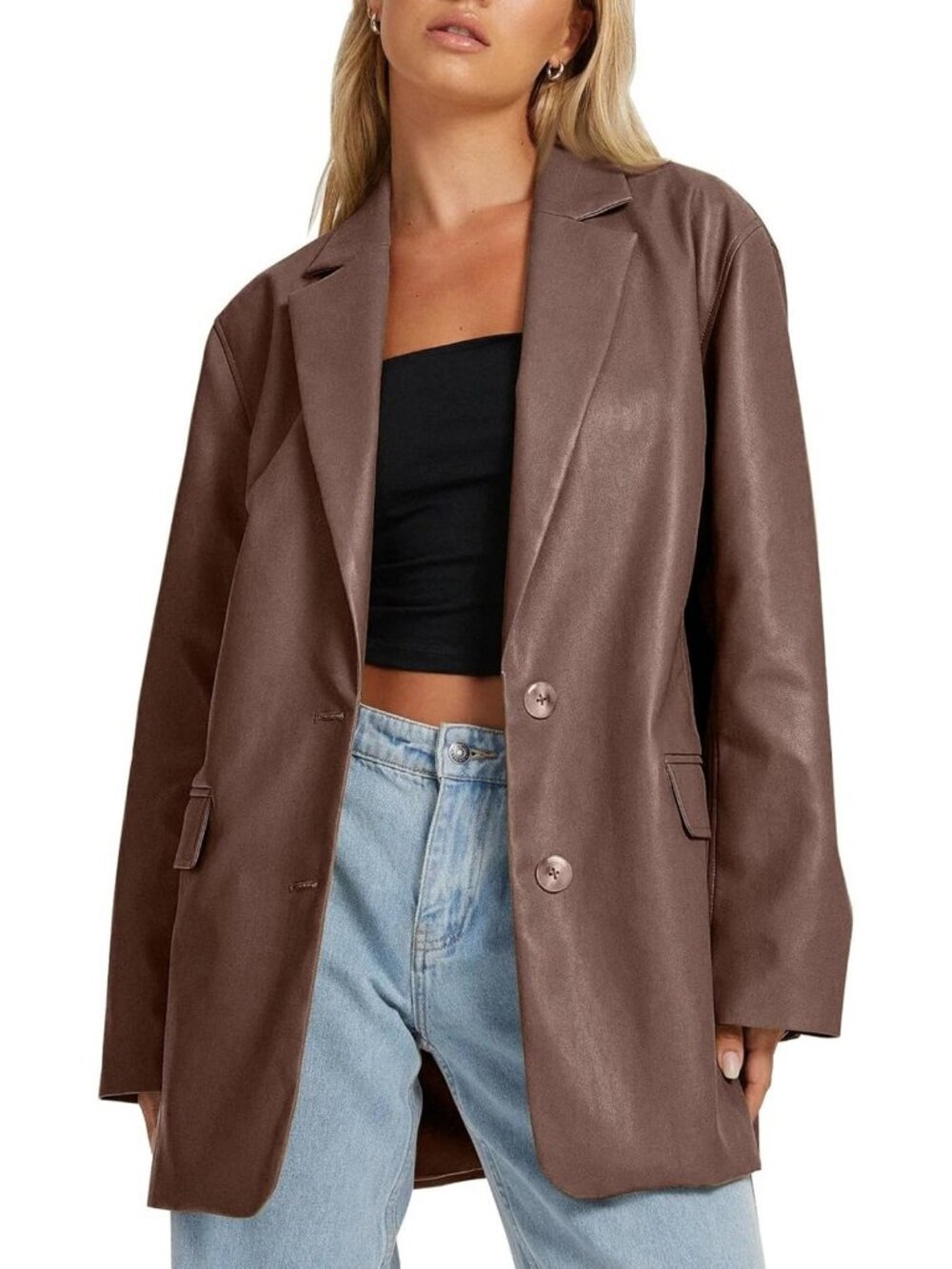 Stylish Women's Faux Leather Bomber Jacket - Trendy Fall Outerwear 2026